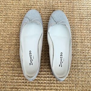 Repetto Cendrillon Silver Sole Rubber Ballet Flats - Shiny Size 37